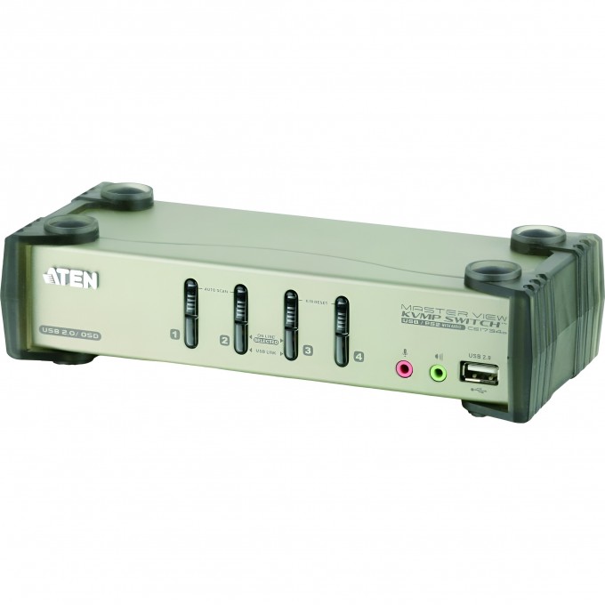 4 Портовый KVM переключатель ATEN 4-Port PS/2-USB VGA/Audio KVMP™ Switch with OSD CS1734B-AT-G